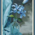 Floral Art Print Of Blue Flowers, From An Original..