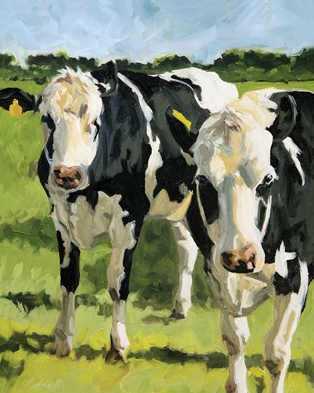 Cow Painting, Giclee On Canvas Print With Gallery Wrap, 16x20, From An Original Oil Painting, "out Standing"