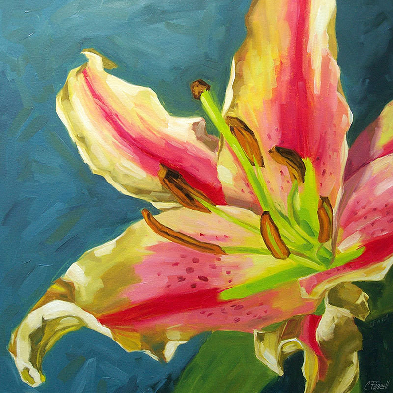 Large Floral Giclee On Canvas With Gallery Wrap, 30x30 Art Print, From An Original Oil Painting, "celebration Lily"