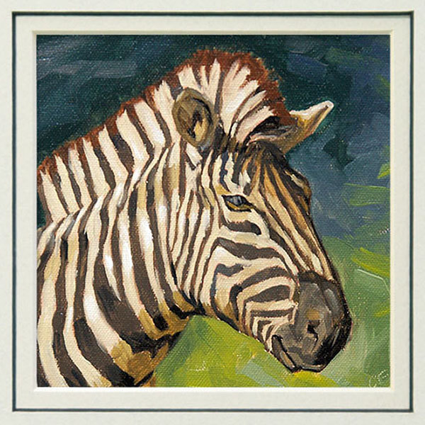 Giclee Print Of Zebra Painting, Wildlife Art Print From Original Painting, "zee Zebra", In 8 X 10 Double Mat