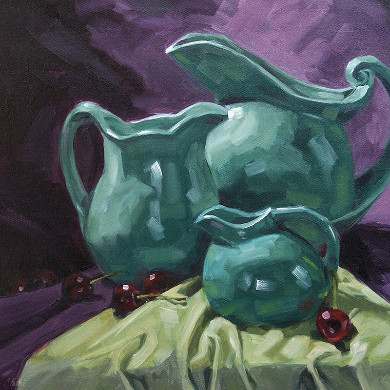 Large Still Life Giclee On Canvas Print With Gallery Wrap, 24x24, From An Original Oil Painting, "mood Indigo"