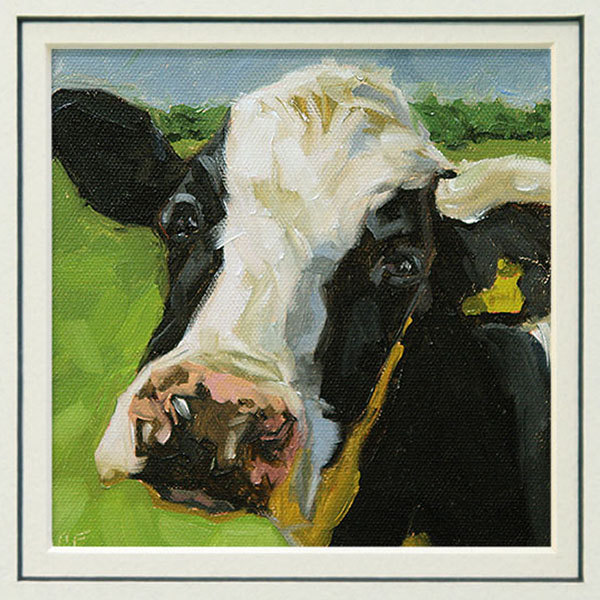 Cow Art Print From An Original Oil Painting, "the Moo End", In 8x10 Double Mat