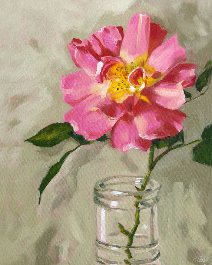 Rose Painting, Floral Giclee On Canvas With Gallery Wrap, 16x20, Art Print From An Original Oil Painting, "old Garden