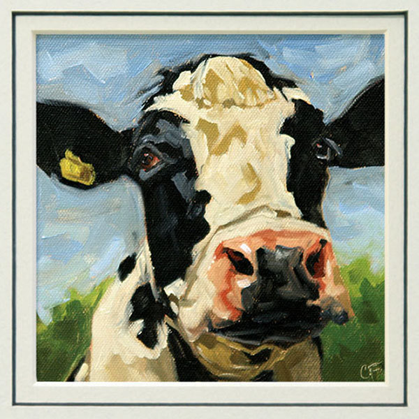 Cow Art Print, From An Original Painting, "bovine Bliss", In 8x10 Double Mat